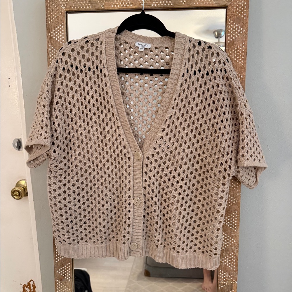 Splendid Tan Open-Knit Cardigan